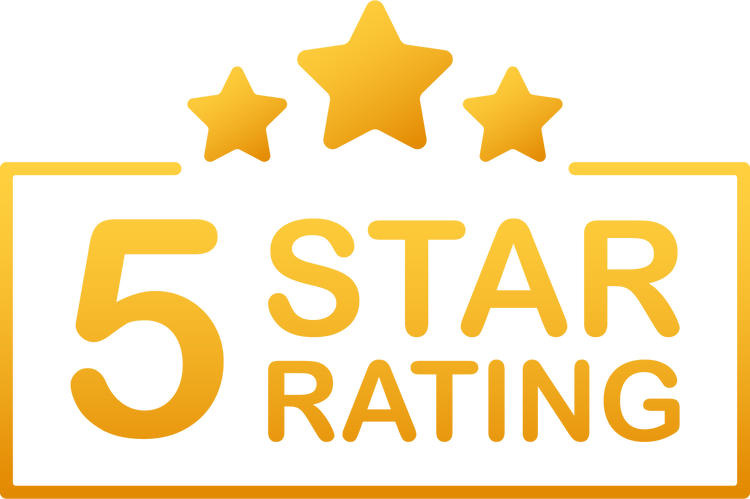 5 star rating. Badge